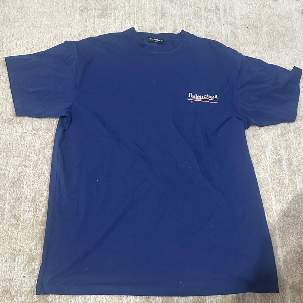 Balenciaga Men's Political Campaign Navy Tee